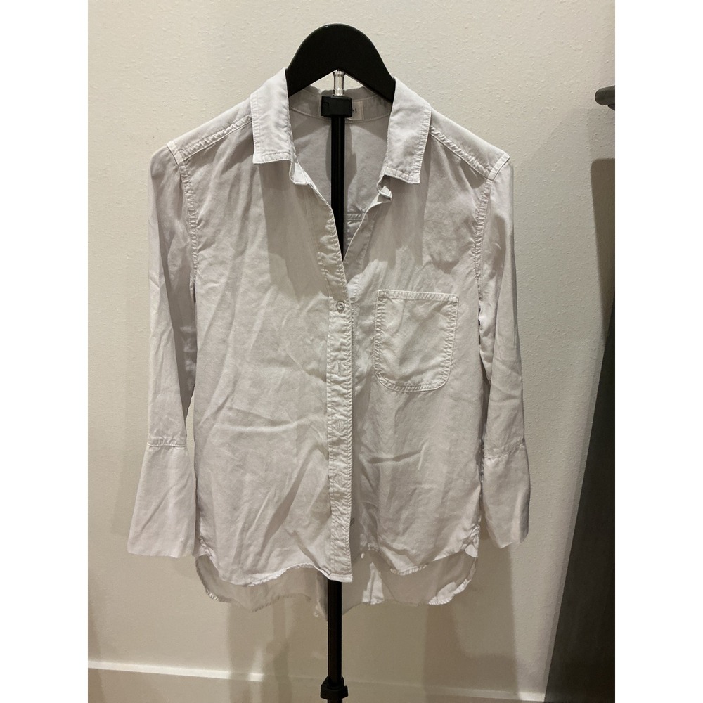 Bella Dahl White Button Down Shirt Long Sleeve Wide Cuff Pocket Small